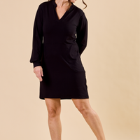 Robe col Mao manches blousantes - noir