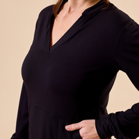 Robe col Mao manches blousantes - noir