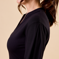 Robe col Mao manches blousantes - noir