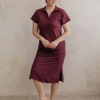 Robe polo midi - amarante