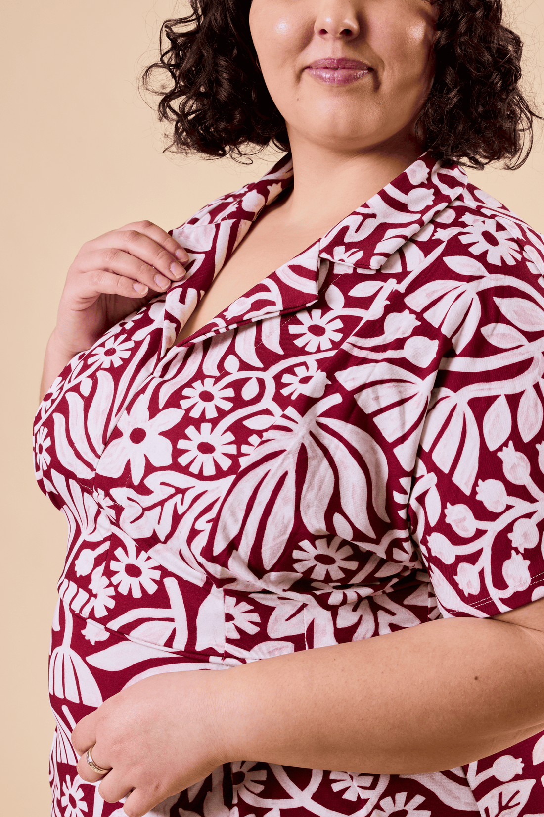 Robe midi à col chemise - camélia