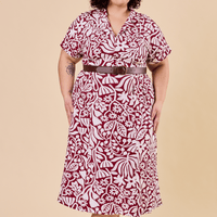 Robe midi à col chemise - camélia