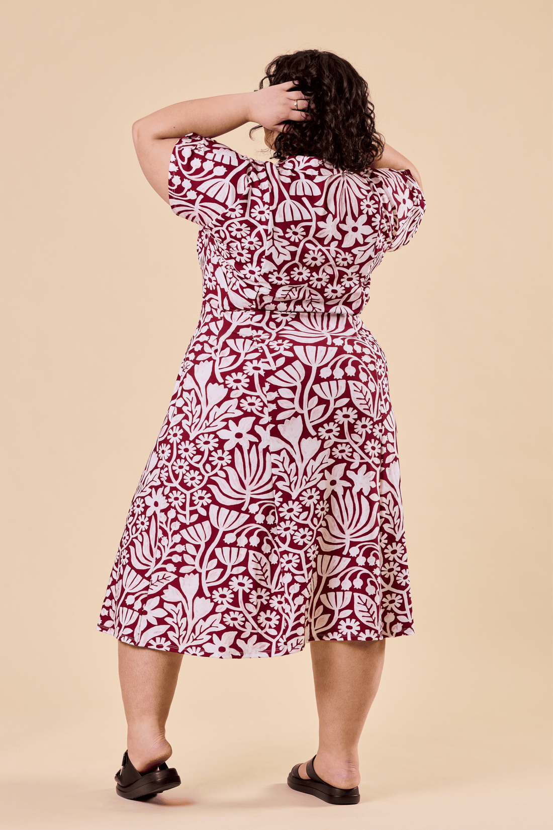 Robe midi à col chemise - camélia
