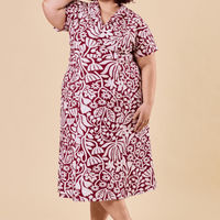 Robe midi à col chemise - camélia