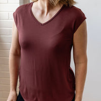 T-shirt ultradoux col V - henné