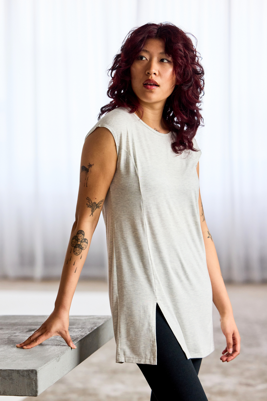 Tunique à fente - brume