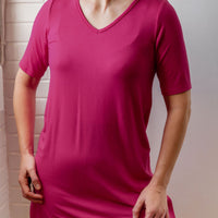 Tunique longue ultradouce pour femme fuschia fait au Québec Canada