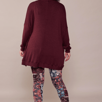 Veste cocon en tricot léger avec poches rouge bourgogne