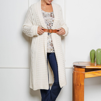 Veste réconfortante maille torsadée - crème