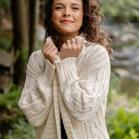 Veste réconfortante maille torsadée - crème