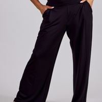 Pantalon large à plis creux - noir