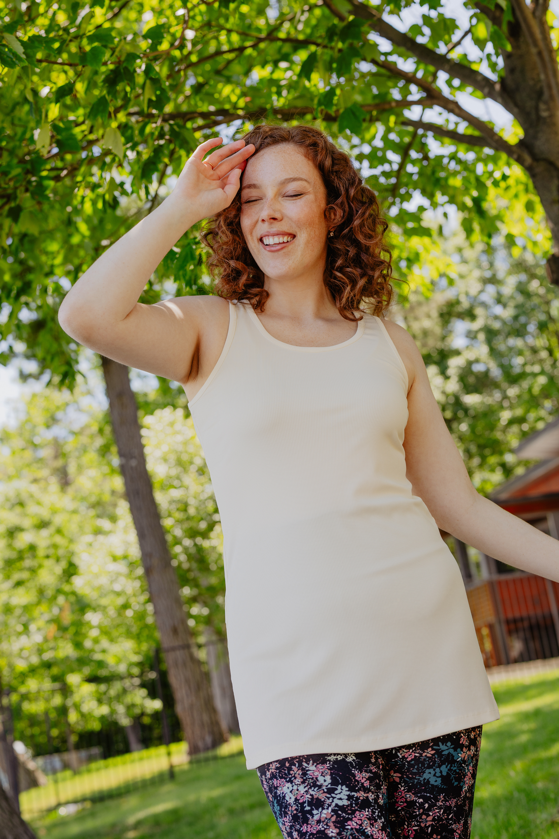 Camisole longue côtelée modal - crème