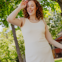 Camisole longue côtelée modal - crème