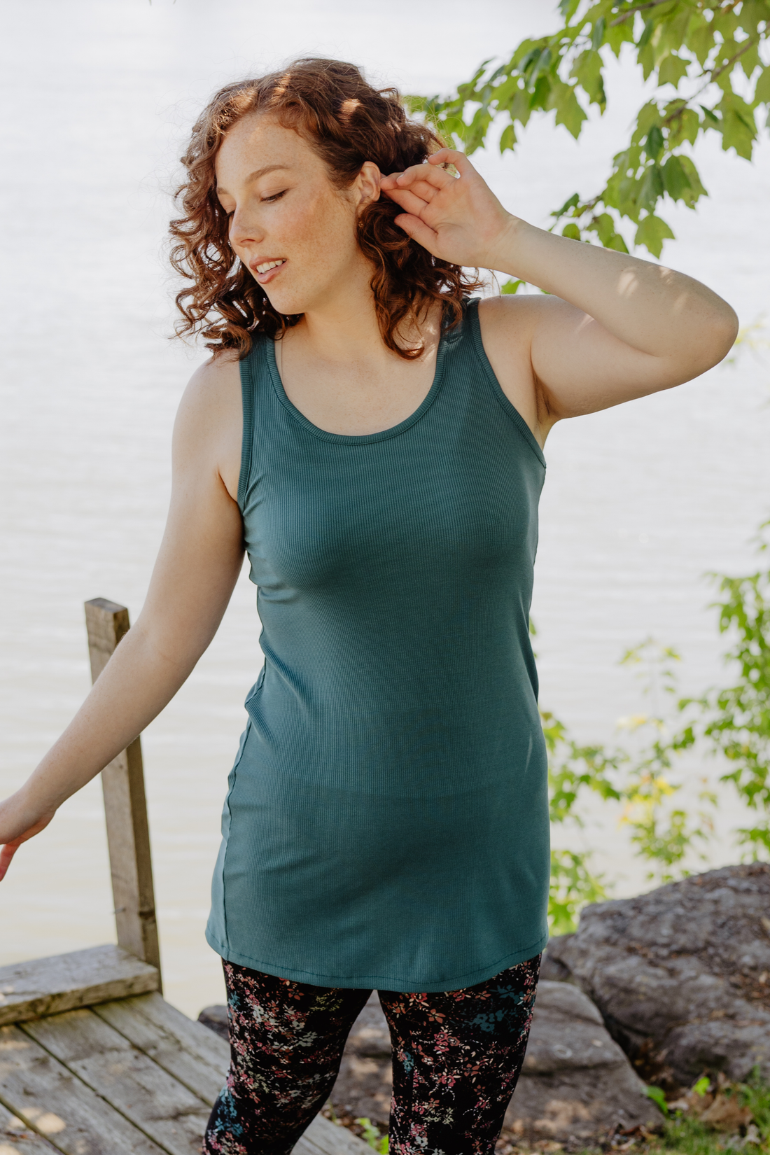 Camisole longue côtelée modal - émeraude