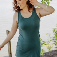Camisole longue côtelée modal - émeraude