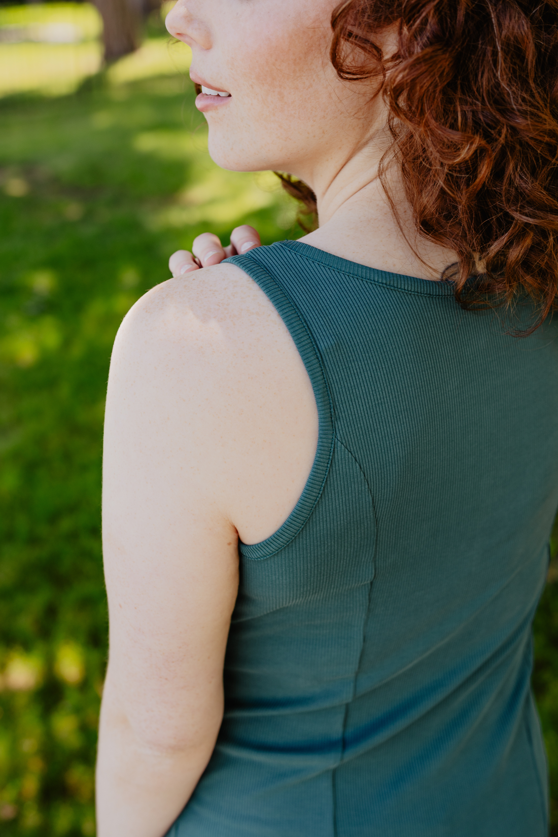 Camisole longue côtelée modal - émeraude