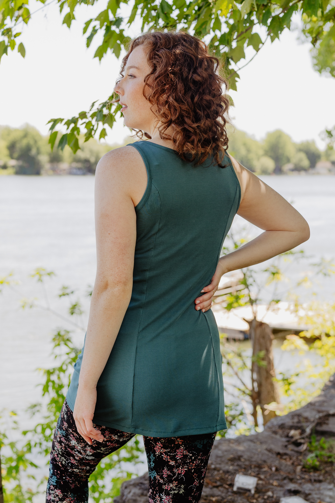 Camisole longue côtelée modal - émeraude