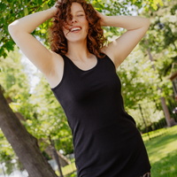 Camisole longue côtelée modal - noir