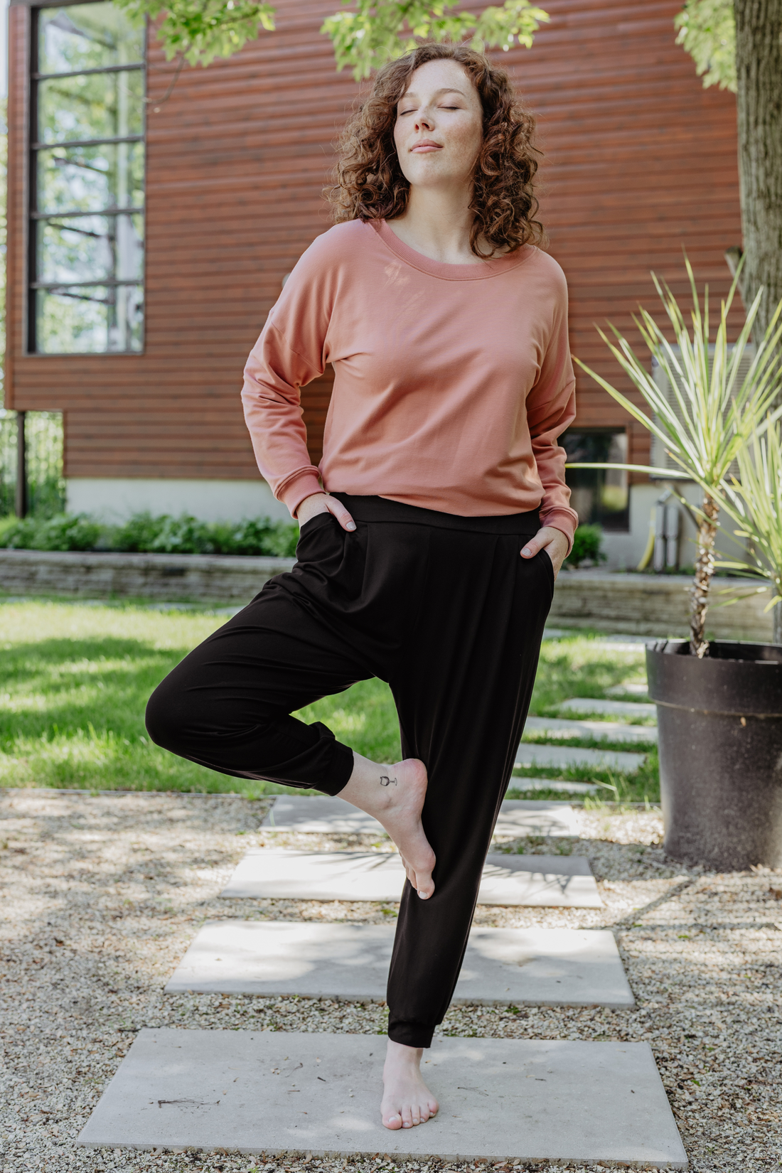 Chandail en molleton - rose doux