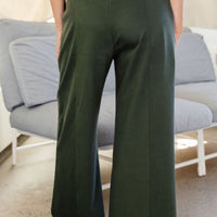 Pantalon effet denim évasé 7/8 - matcha