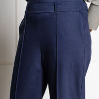 Pantalon effet denim évasé structuré - minuit