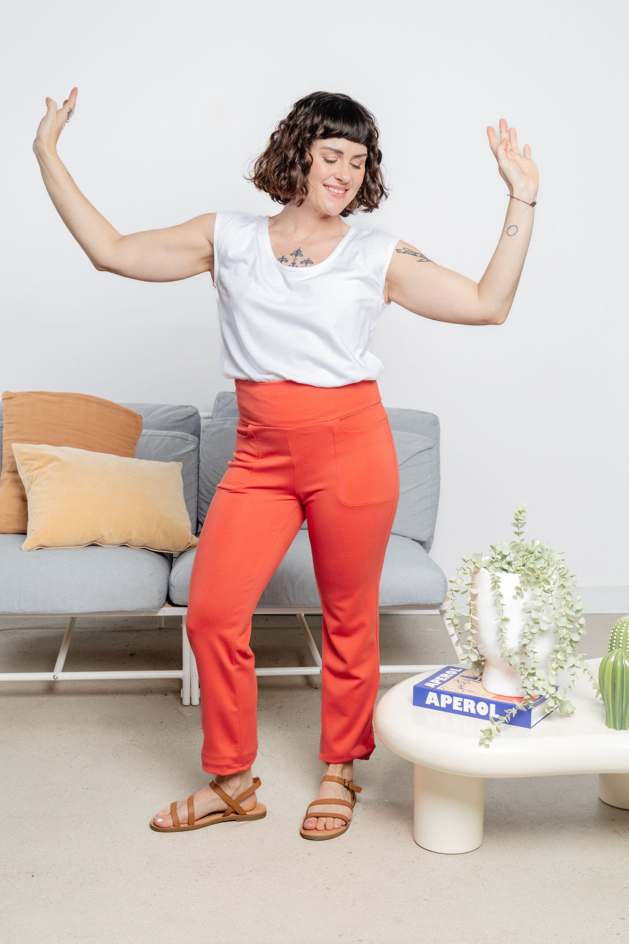 Pantalon habillé 3/4 - corail
