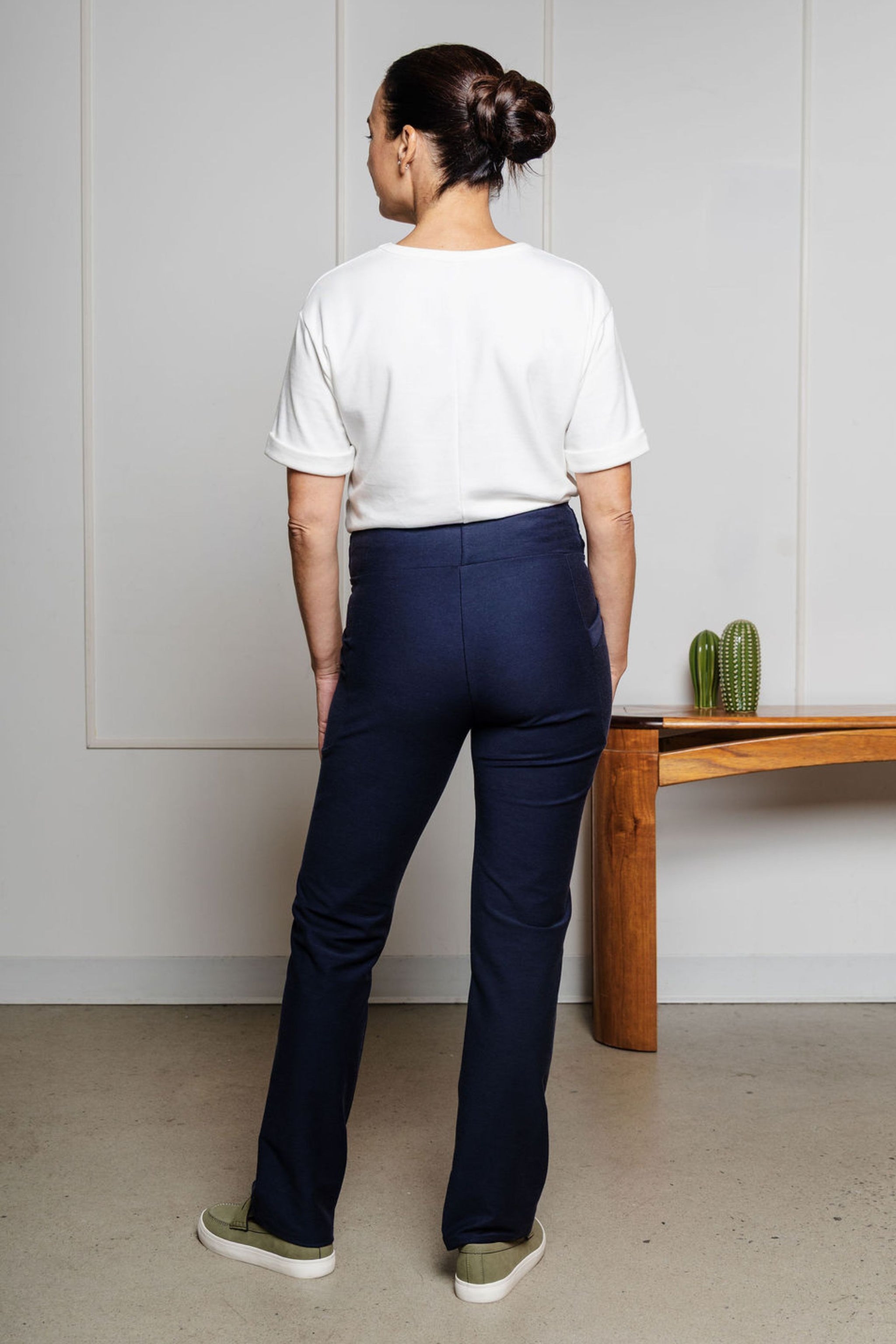 Pantalon effet denim jambe droite - minuit