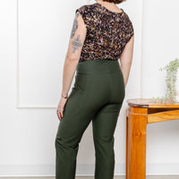 Pantalon effet denim jambe droite - matcha