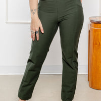 Pantalon effet denim jambe droite - matcha