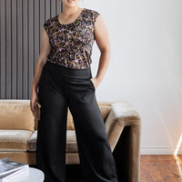 Pantalon large noir habillé pour femme fabriqué au Québec