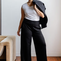 Pantalon large noir habillé pour femme fabriqué au Québec