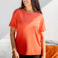 T-shirt à manches revers - corail