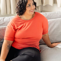 T-shirt à manches revers - corail