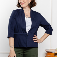 Veston effet denim manches 3/4 - minuit