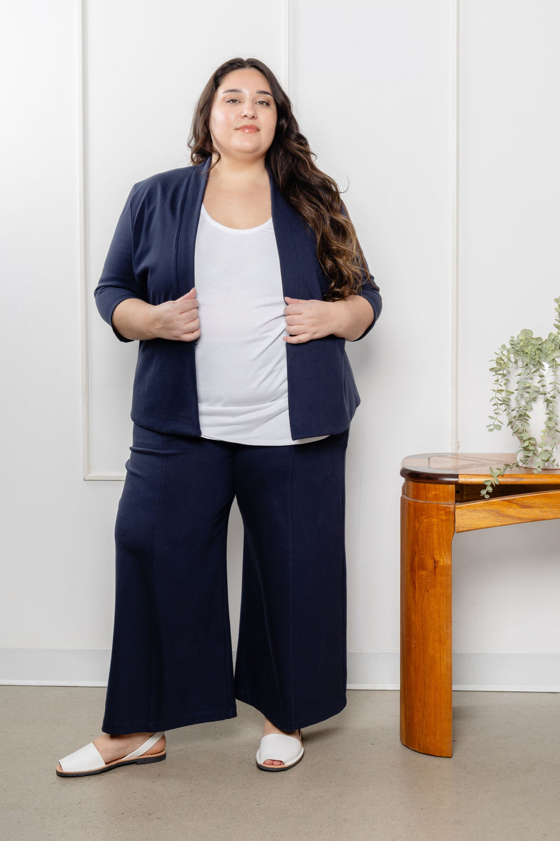 Veston effet denim manches 3/4 - minuit