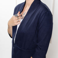 Veston effet denim manches 3/4 - minuit