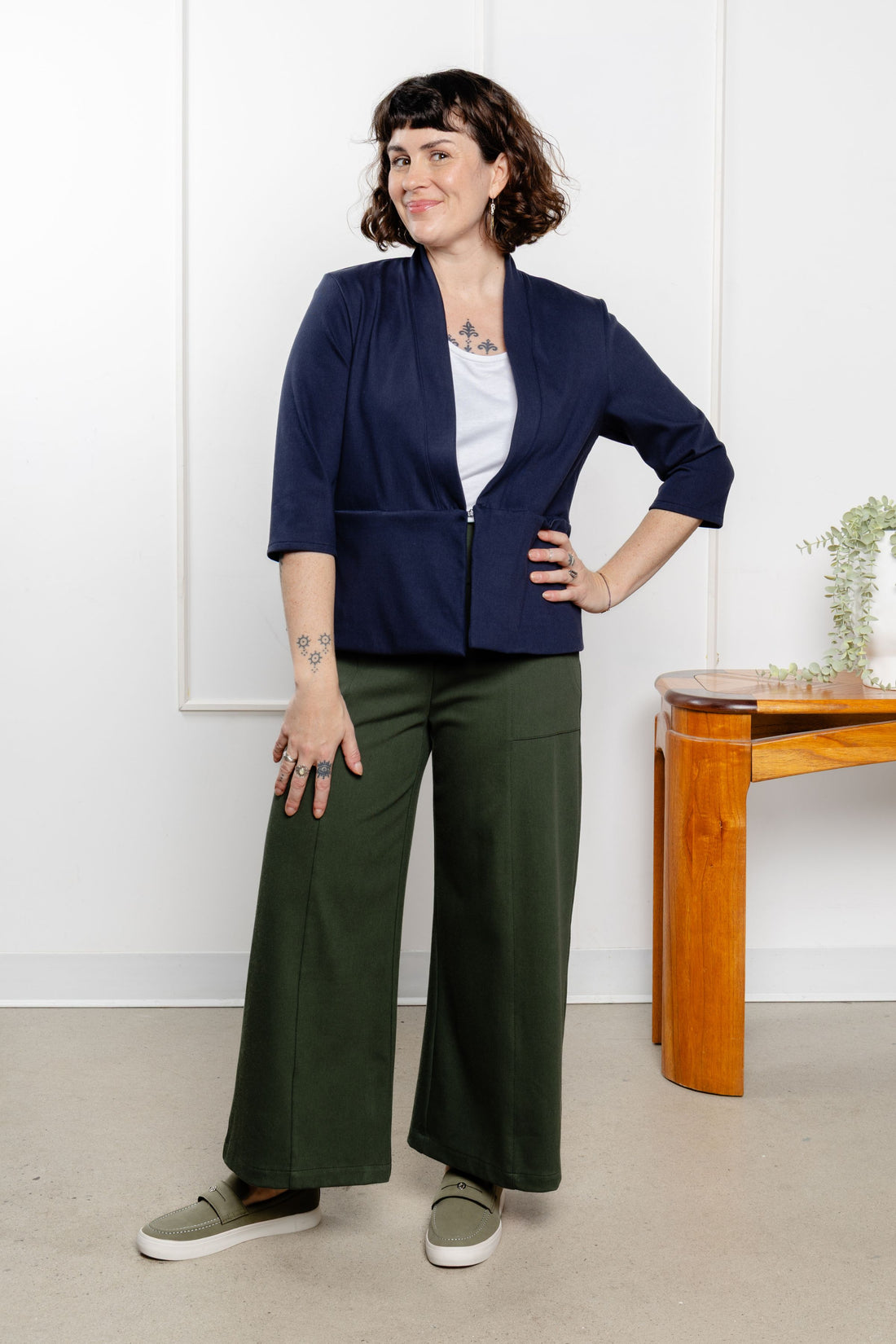 Veston effet denim manches 3/4 - minuit