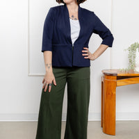 Veston effet denim manches 3/4 - minuit