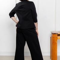 Veston effet denim manches 3/4 - noir