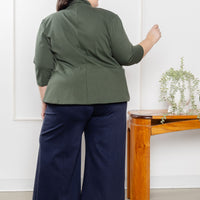 Veston effet denim manches 3/4 - matcha