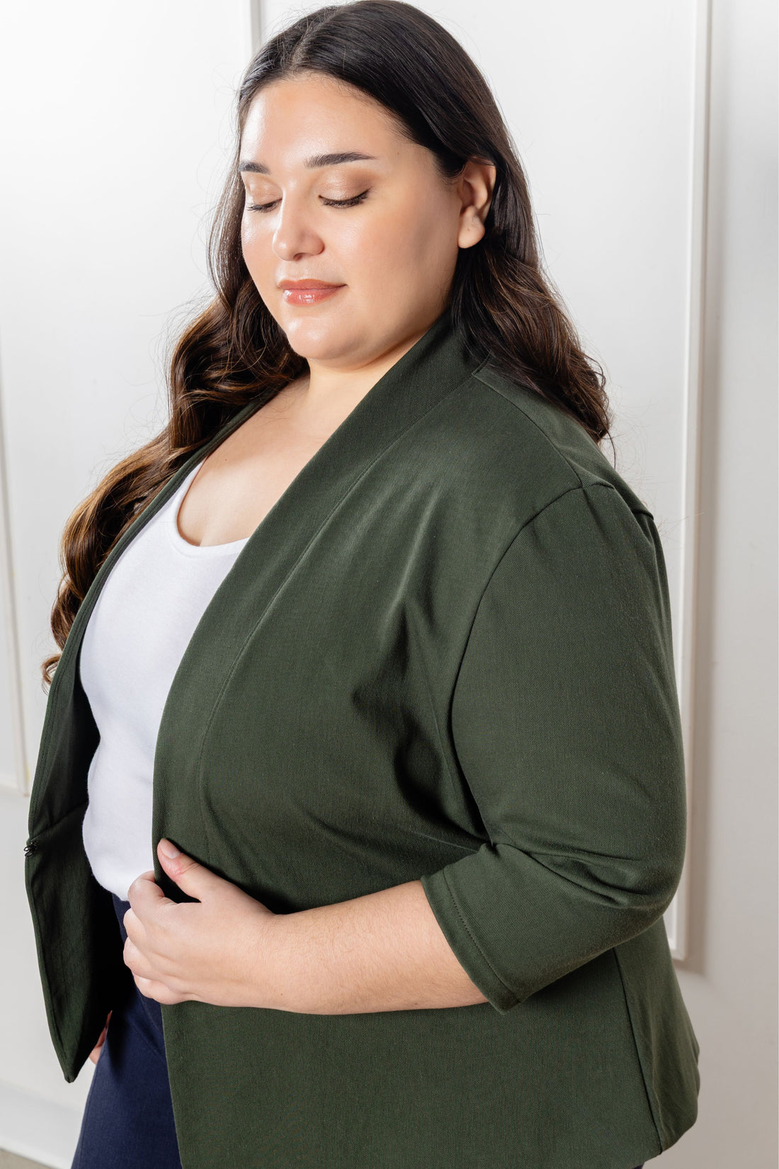 Veston effet denim manches 3/4 - matcha