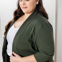 Veston effet denim manches 3/4 - matcha