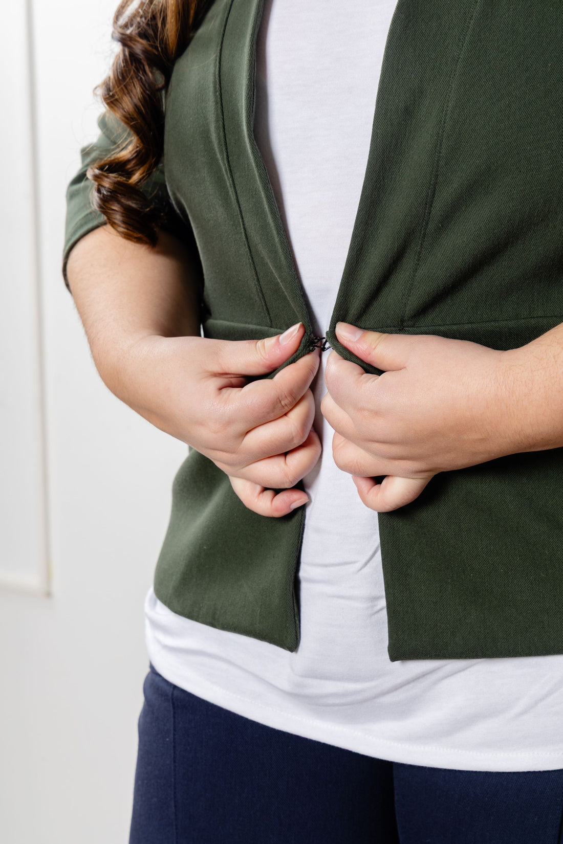 Veston effet denim manches 3/4 - matcha