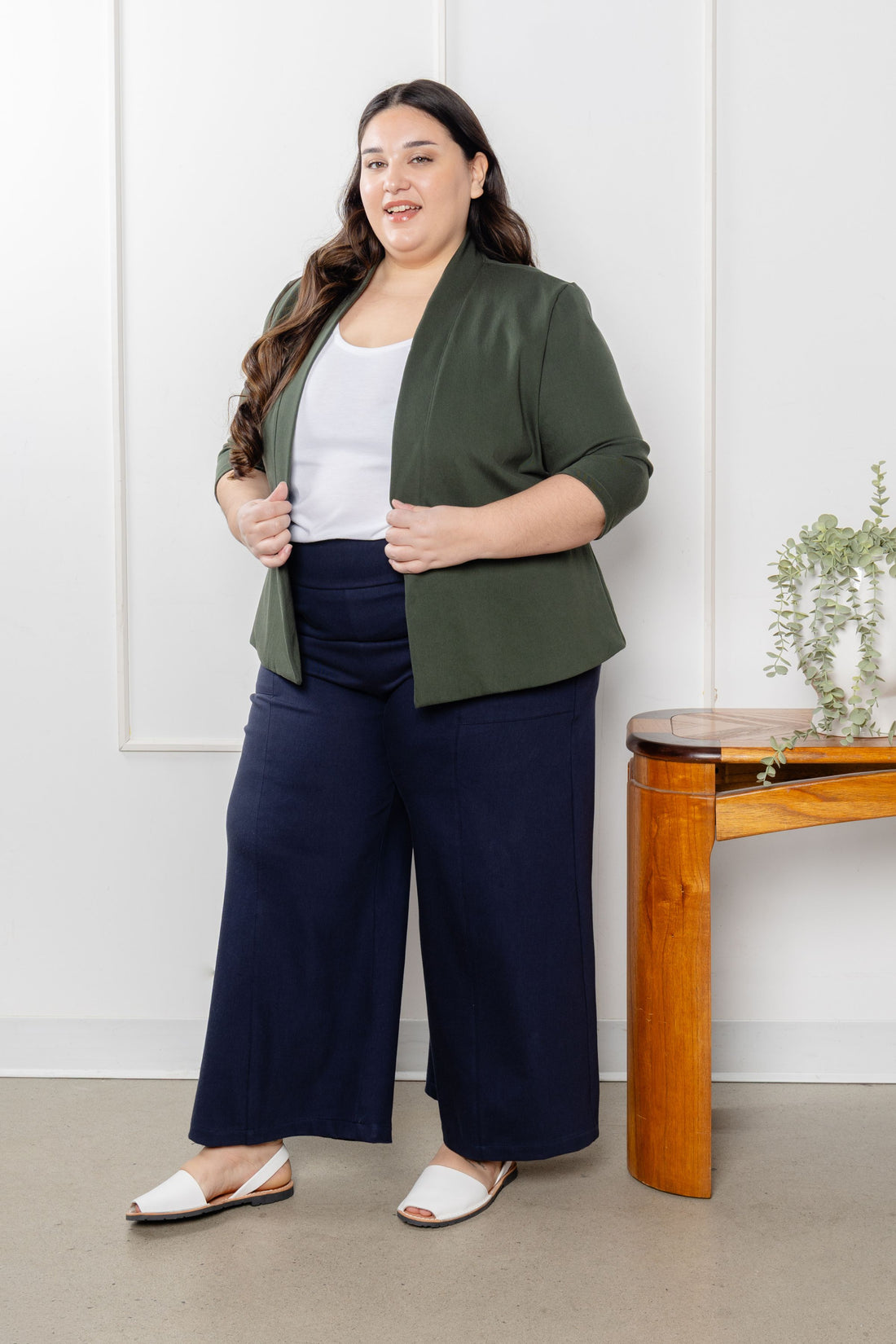 Veston effet denim manches 3/4 - matcha