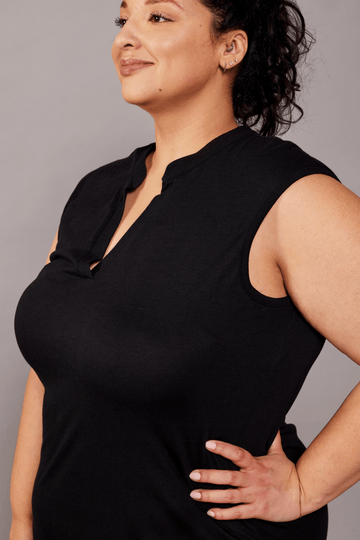 Blouse longue sans manche - noir