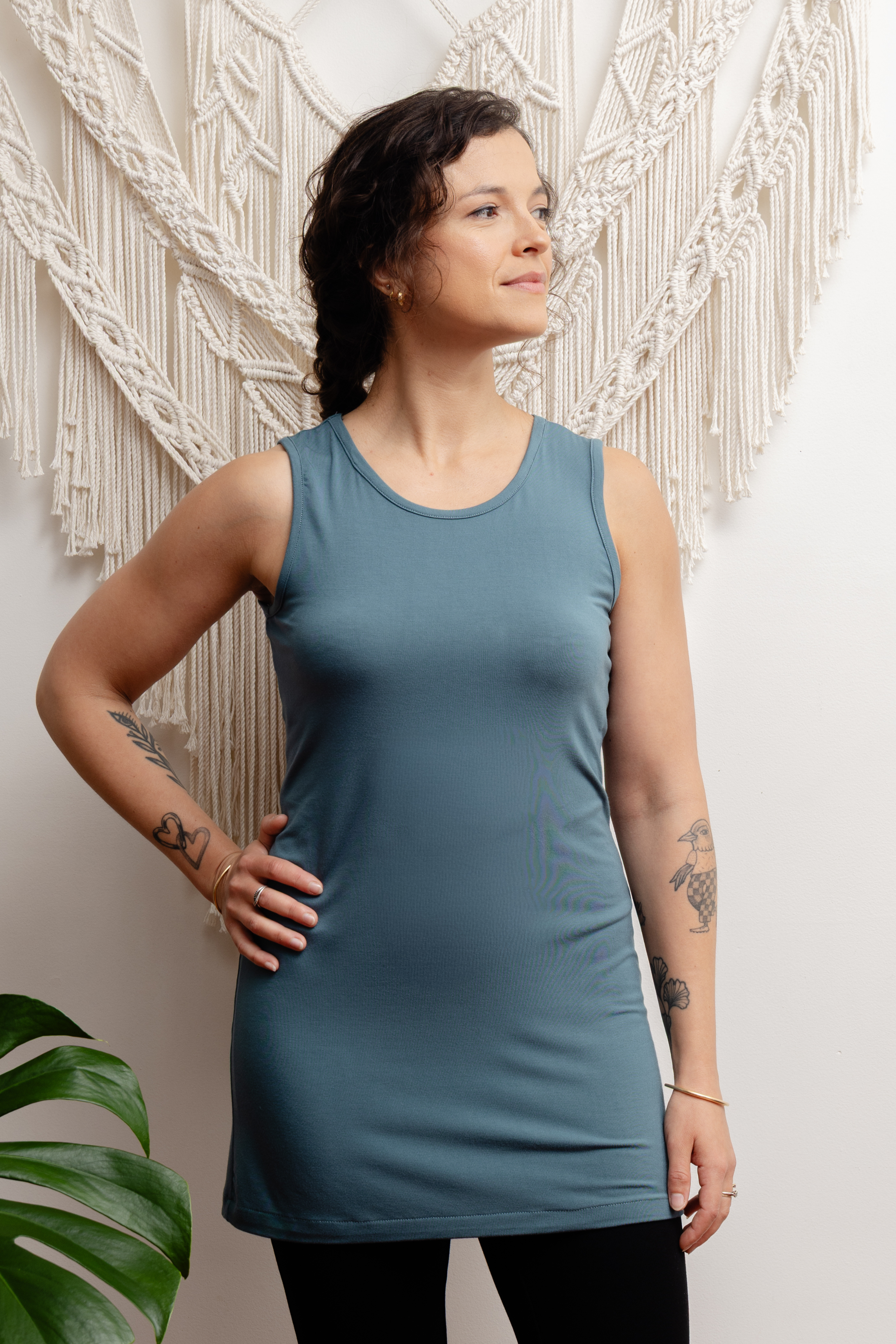 Camisole longue yoga - sarcelle