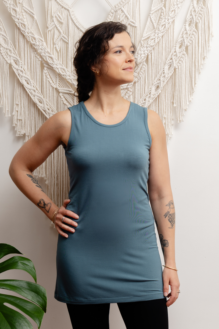 Camisole longue yoga - sarcelle