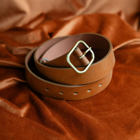 Ceinture en cuir véritable - cognac