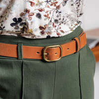 Ceinture en cuir véritable - cognac