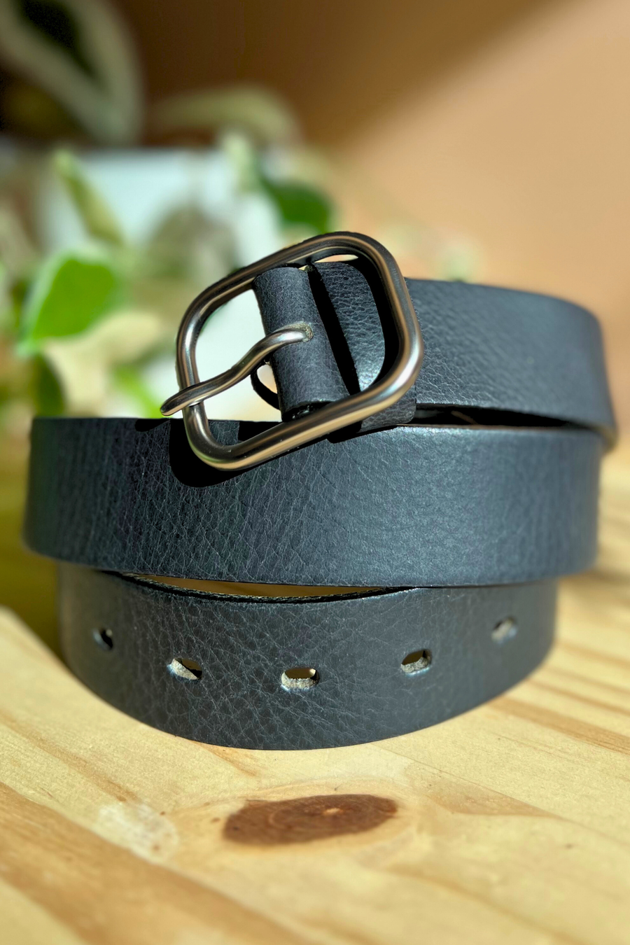 Ceinture en cuir véritable - noir
